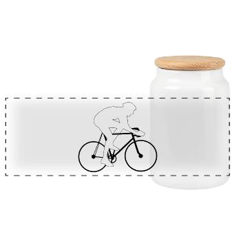 bicycle mountain bike cyclist mountain bike - Panoramic Cookie Jar with Wooden Lid - white - Front