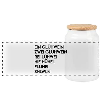 Glühwein - Panorama Keksdose mit Holzdeckel - Weiß - Vorne