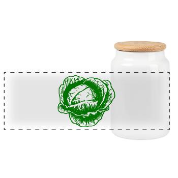kohl rotkohl weisskohl cabbage kale veggie gemuese - Panorama Keksdose mit Holzdeckel - Weiß - Vorne