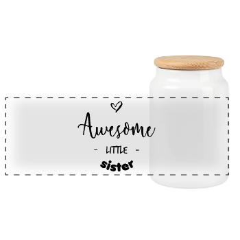 Awesome Little Sister - Panorama Keksdose mit Holzdeckel - Weiß - Vorne
