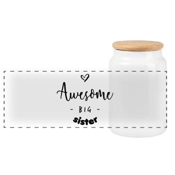 Awesome BIG Sister - Boîte à biscuits avec couvercle en bois - blanc - Devant