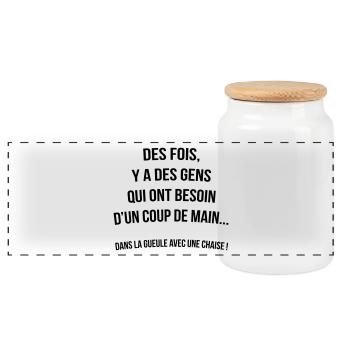 y a des gens qui ont besoin d'un coup de main.... - Boîte à biscuits avec couvercle en bois - blanc - Devant