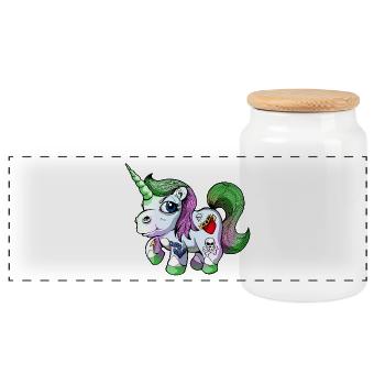 Tatouage licorne - Boîte à biscuits avec couvercle en bois - blanc - Devant