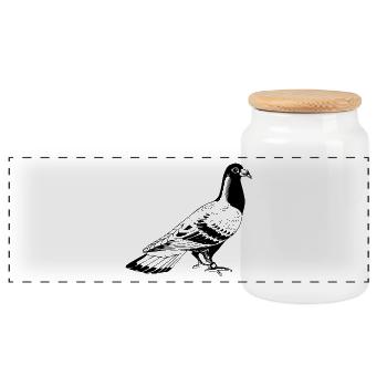 colombe - Boîte à biscuits avec couvercle en bois - blanc - Devant