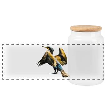 kormoran cormorant voegel birds animal tiere - Panorama Keksdose mit Holzdeckel - Weiß - Vorne