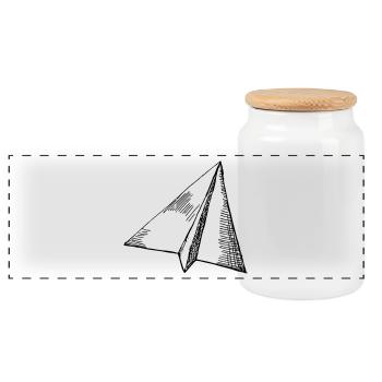 Paper planes - flying - Panoramic Cookie Jar with Wooden Lid - white - Front