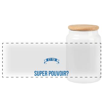 Serveur super pouvoir homme - Boîte à biscuits avec couvercle en bois - blanc - Devant