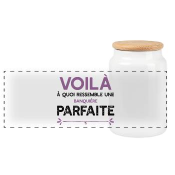 Une Banquière parfaite cadeau - Boîte à biscuits avec couvercle en bois - blanc - Devant