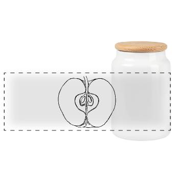 Apple - Panoramic Cookie Jar with Wooden Lid - white - Front
