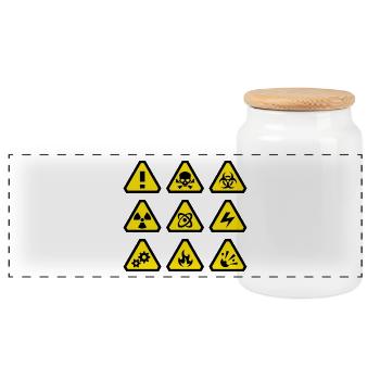 Danger signs - Panoramic Cookie Jar with Wooden Lid - white - Front