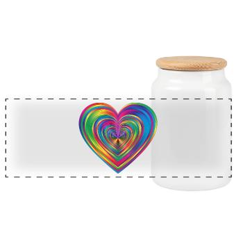 Cœur arc-en-ciel - Boîte à biscuits avec couvercle en bois - blanc - Devant