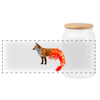Fuchs-Shrimp-Mischung - Panorama Keksdose mit Holzdeckel - Weiß - Vorne