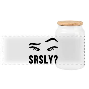 Seriously Seriously skeptical eyebrow gift - Panoramic Cookie Jar with Wooden Lid - white - Front