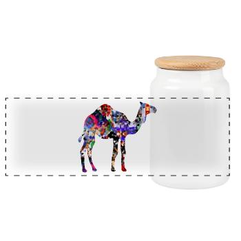 Camel - Panoramic Cookie Jar with Wooden Lid - white - Front