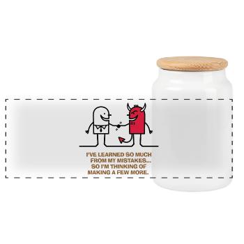 I ve learned from my mistakes. - Panoramic Cookie Jar with Wooden Lid - white - Front
