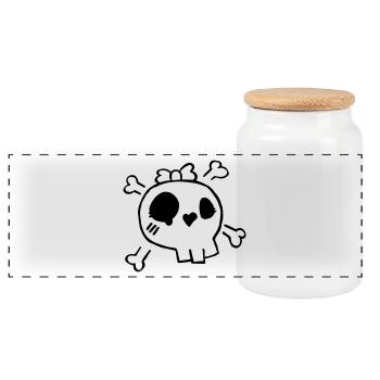 skully - Panoramic Cookie Jar with Wooden Lid - white - Front