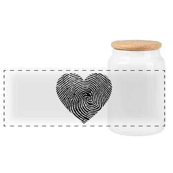 Coeur à partir d'une empreinte digitale - Boîte à biscuits avec couvercle en bois - blanc - Devant