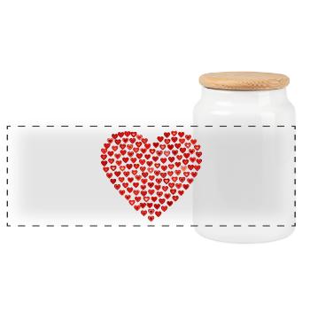 coeur rouge en petits coeurs - Boîte à biscuits avec couvercle en bois - blanc - Devant