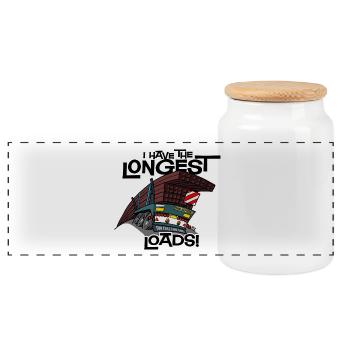0705 back trailer - Panoramic Cookie Jar with Wooden Lid - white - Front
