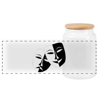 Deux Masques - Drame - Boîte à biscuits avec couvercle en bois - blanc - Devant