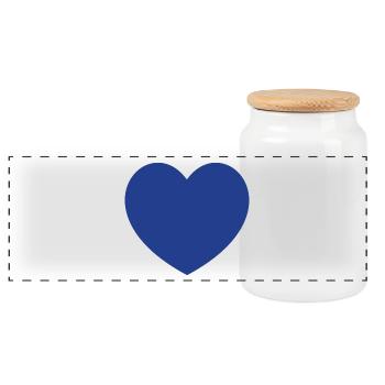 Dark Blue Heart - Panoramic Cookie Jar with Wooden Lid - white - Front