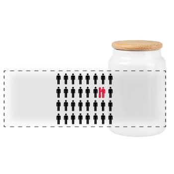 Heart - Panoramic Cookie Jar with Wooden Lid - white - Front
