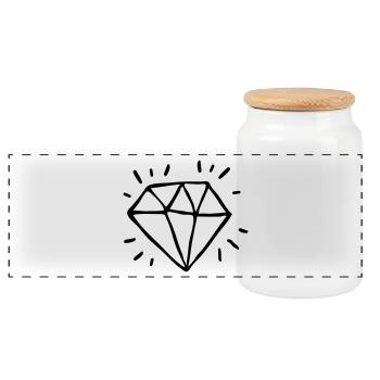 Diamant - Panorama Keksdose mit Holzdeckel - Weiß - Vorne