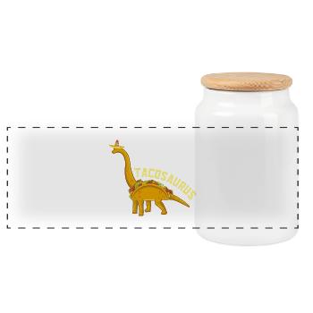 Tacosaurus dinosaur T-Rex gift gift idea - Panoramic Cookie Jar with Wooden Lid - white - Front