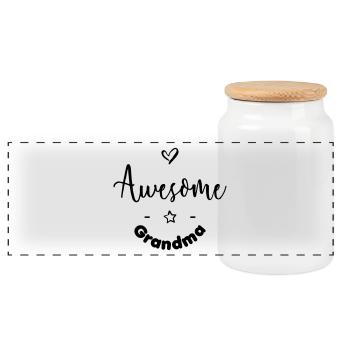 Awesome-Grandma - Boîte à biscuits avec couvercle en bois - blanc - Devant
