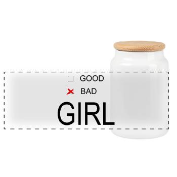 Bad girl - Panoramic Cookie Jar with Wooden Lid - white - Front