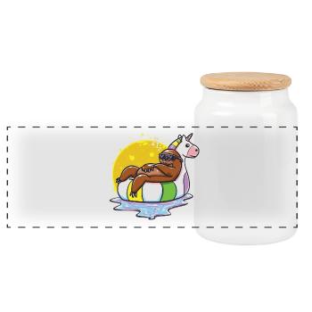 Paresseux été cadeau drôle anniversaire licorne - Boîte à biscuits avec couvercle en bois - blanc - Devant