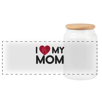 J'aime mon cadeau de fête des mères de maman - chemise - Boîte à biscuits avec couvercle en bois - blanc - Devant