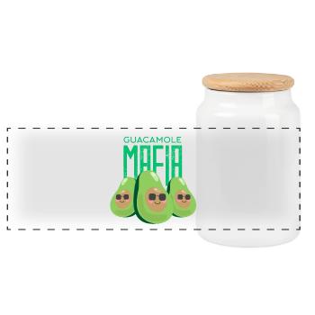 Funny Guacamole Mafia Avocados Shirt Gift - Panoramic Cookie Jar with Wooden Lid - white - Front