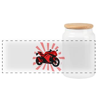 Moto moto de moto de moto cadeau - Boîte à biscuits avec couvercle en bois - blanc - Devant