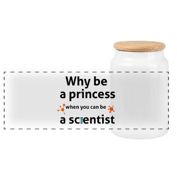 why be a princess when you can be a scientist - Panoramic Cookie Jar with Wooden Lid - white - Front
