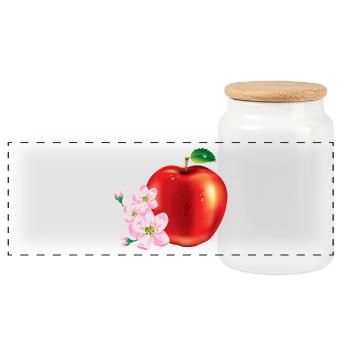 Apple avec la conception de la fleur de cerisier - Boîte à biscuits avec couvercle en bois - blanc - Devant