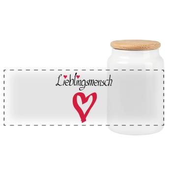 Lieblingsmensch Herz gross - Panorama Keksdose mit Holzdeckel - Weiß - Vorne