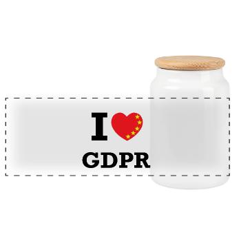 Ich liebe die GDPR - Panorama Keksdose mit Holzdeckel - Weiß - Vorne
