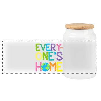 Earth Day Every One's Home Save Our Planet - Panoramic Cookie Jar with Wooden Lid - white - Front