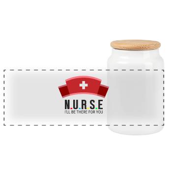 Krankenschwester - Panorama Keksdose mit Holzdeckel - Weiß - Vorne