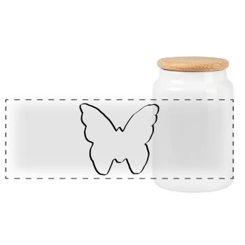 papillon dessin cadeau anniversaire bébé - Boîte à biscuits avec couvercle en bois - blanc - Devant