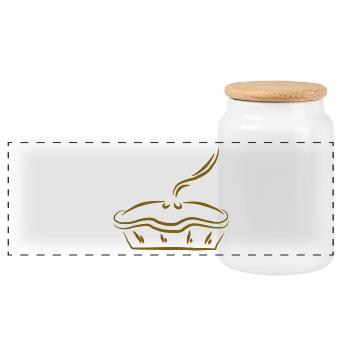 Gâteau chaud Délicieux Cadeau - Boîte à biscuits avec couvercle en bois - blanc - Devant