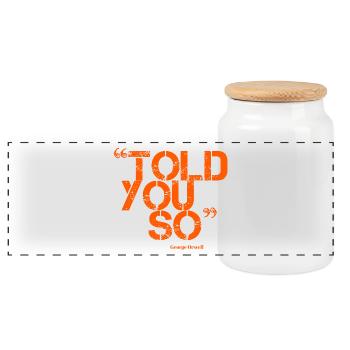 ORWELL (orange) - Panoramic Cookie Jar with Wooden Lid - white - Front