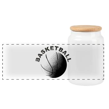 basket-ball - Boîte à biscuits avec couvercle en bois - blanc - Devant
