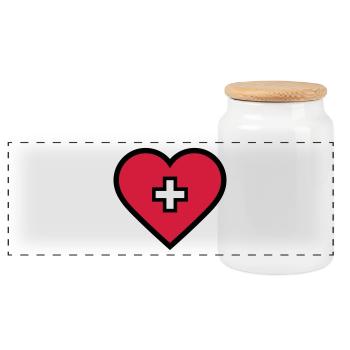 Coeur avec croix - Boîte à biscuits avec couvercle en bois - blanc - Devant