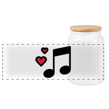 Romantic music note - Panoramic Cookie Jar with Wooden Lid - white - Front