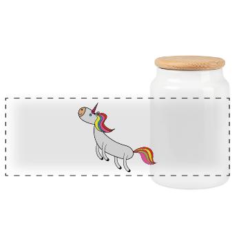 licorne - Boîte à biscuits avec couvercle en bois - blanc - Devant