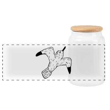 gull - Panoramic Cookie Jar with Wooden Lid - white - Front