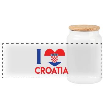 Croatia Football Gift Fan World Cup - Panoramic Cookie Jar with Wooden Lid - white - Front