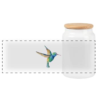 Humming Bird Lovers Bird Watcher Gift Design - Panoramic Cookie Jar with Wooden Lid - white - Front